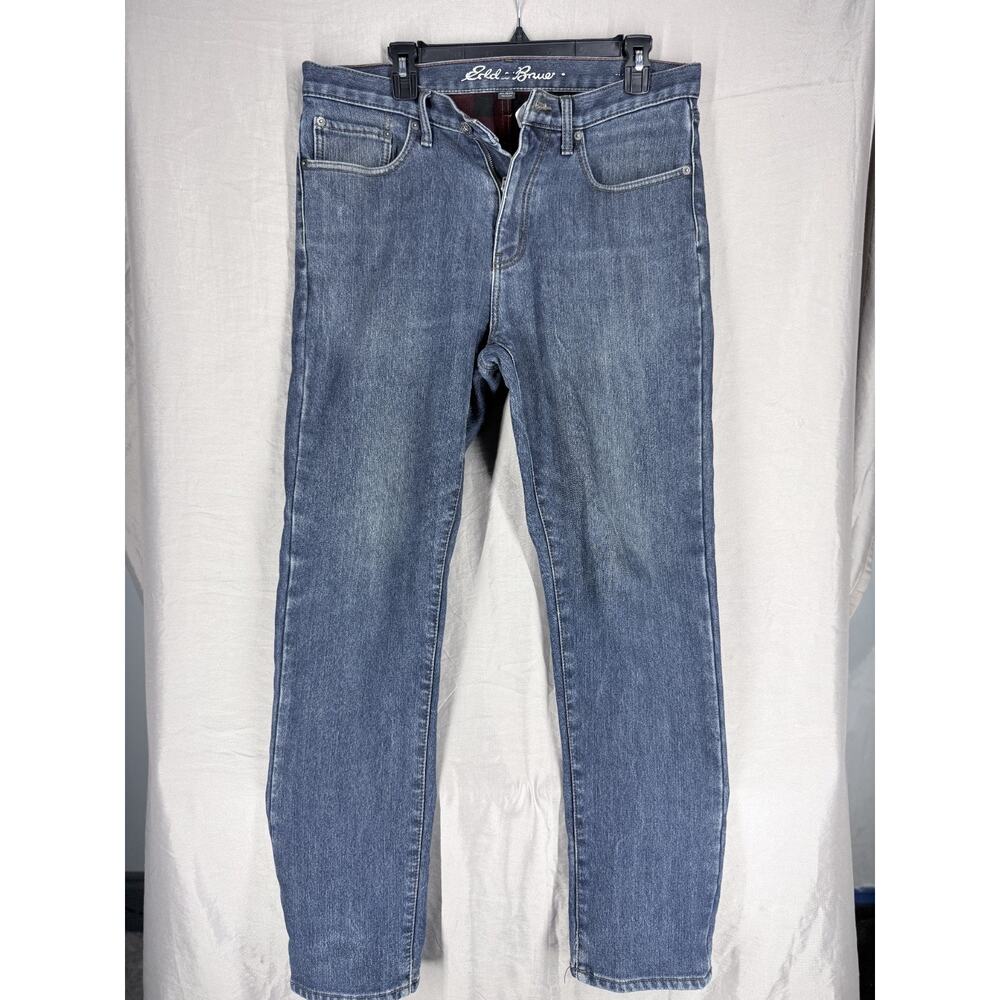 Eddie Bauer Flannel Blanket Lined Blue Denim Jeans Men's 32x32